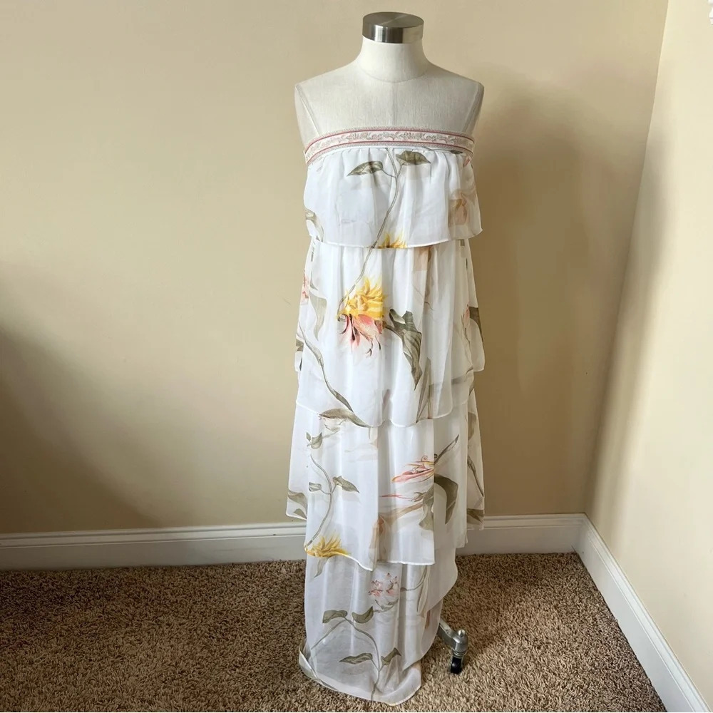 White House Black Market Tiered Ruffle Maxi Dress 17985